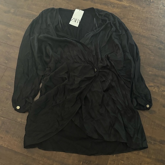 Black Zara long sleeve dress. NEW - Picture 1 of 1